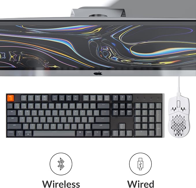 Keychron K10 Full Size 104 Keys Bluetooth Wireless Mechanical Gaming Keyboard for Mac Windows with Keychron Super Red Switch, Multitasking/White LED Backlight/USB C Wired Computer Keyboard - Image 3