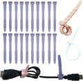 Reusable Silicone Zip Ties Cord Organizer: Silicone Cable Ties Straps for Cable Management - 20PCs 4.5” Purple Elastic Wire Cord Organizer for Home Office and Travel by GELIAL