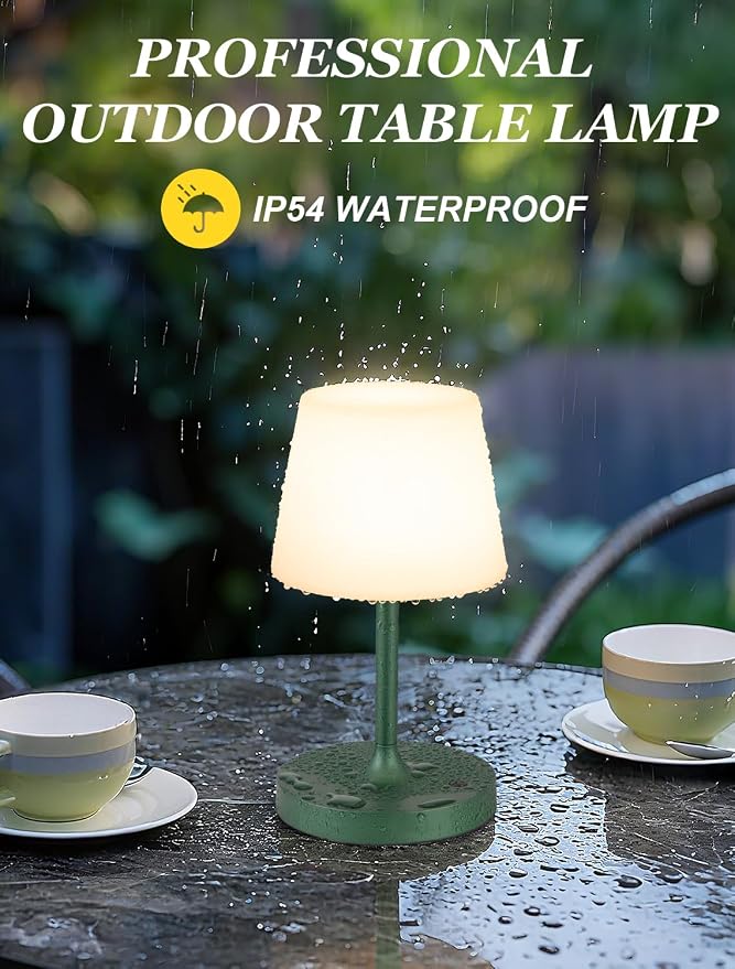 Kakanuo Green Cordless Shower Lamp Waterproof, Rechargeable Cordless Lamp with 4000mAh Battery, Touch Dimmable Table Lamp for Outdoor, Kitchen, Bathroom, Camping, Patio, IP54 - Image 5