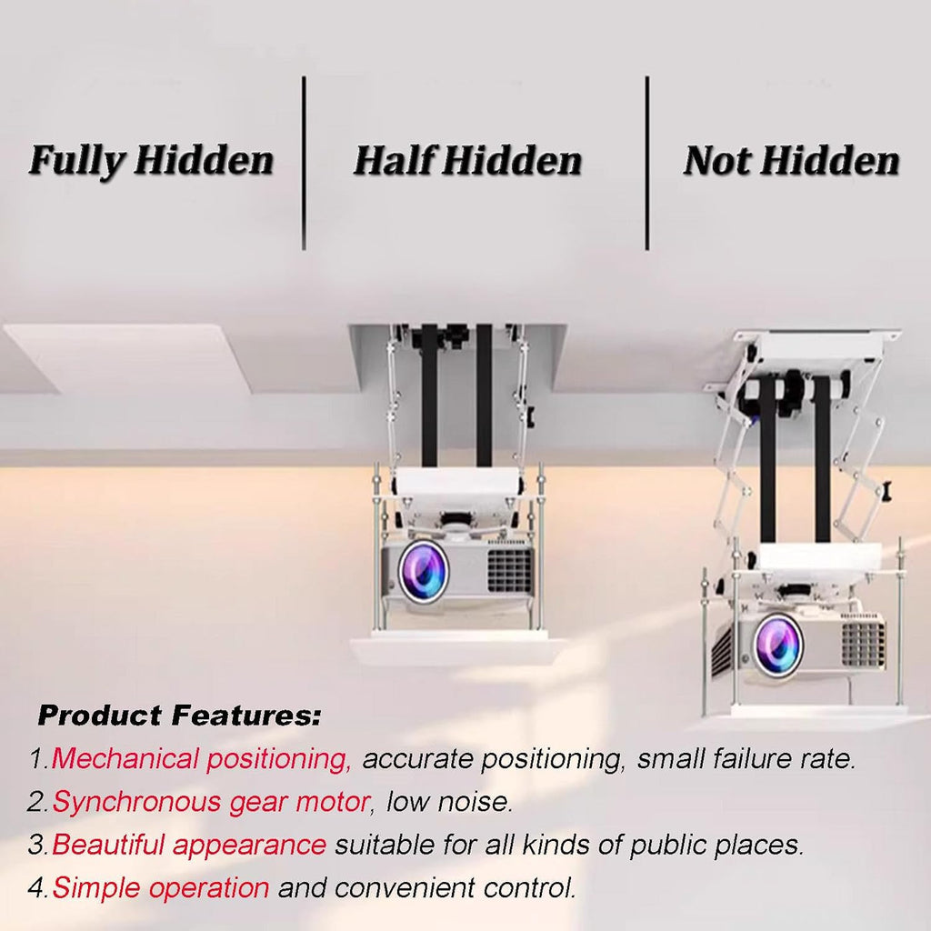 INTBUYING Electric Projector Ceiling Mount 39In Hidden Ceiling Projector Mount Universal 110V 25W with Wireless Remote Control 22lbs Max Load for Cinema Church with 20x 20 in Fixing Plate - Image 6