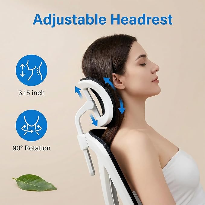 Ergonomic Office Chair with Dynamic Lumbar Support & Adjustable Headrest – High Back Desk Chair with 90° Flip-up Arms, Comfort Mesh Computer Chair for Home Office Long Hours Sitting,Black - Image 5