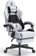 Dowinx Gaming Chair Fabric with Pocket Spring Cushion, Massage Game Chair Cloth with Headrest, Ergonomic Computer Chair with Footrest 290LBS, Black and Grey by Dowinx