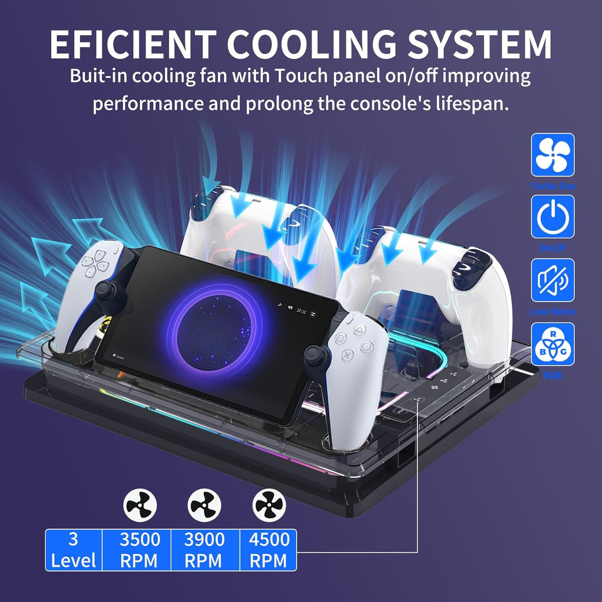 GAMINJA for Ps5 Cooling Station with Ps Portal Charger for Ps5/Slim/Pro - Image 2