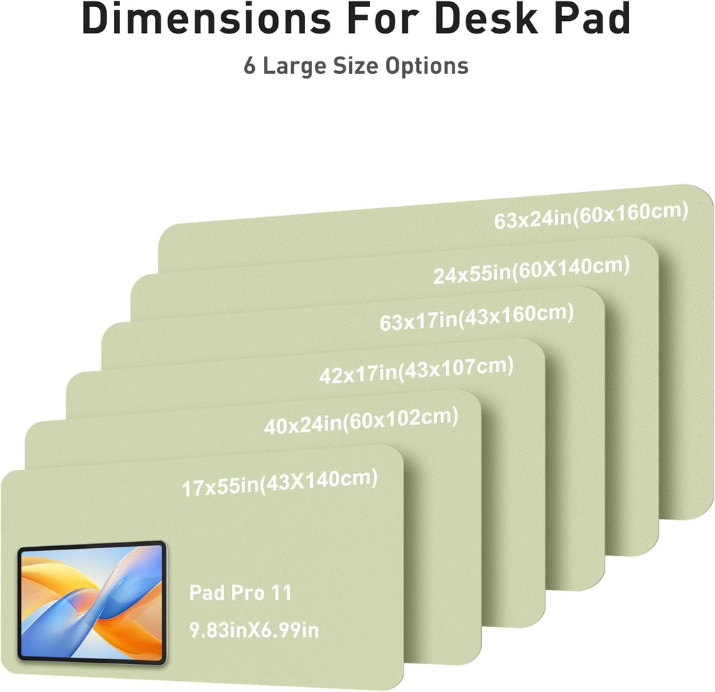 Aothia Faux Leather Desk Mat - Large Mouse Pad, Non-Slip PU Leather Blotter, Waterproof Writing Surface for Office and Home (Grass Green, 63" x 17") - Image 5