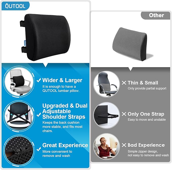 Lumbar Support Pillow for Office Chair, Office Home Essentials,Gifts for Mom,Dad, Back Support Pillow for Car, Chair Cushions,Back Pain Relief Improve Posture,Mesh Cover Double Adjustable Straps - Image 4