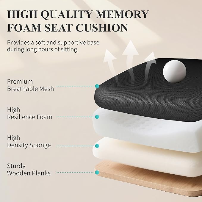 Flysky Mesh Office Chair, Ergonomic Computer Desk Chairs (Black, Set of 4) | Comfy/Comfortable Flip-up Arm Rests, Lumbar Support, Height Adjustable, 360 Degree Rolling Swivel for Home Office - Image 5