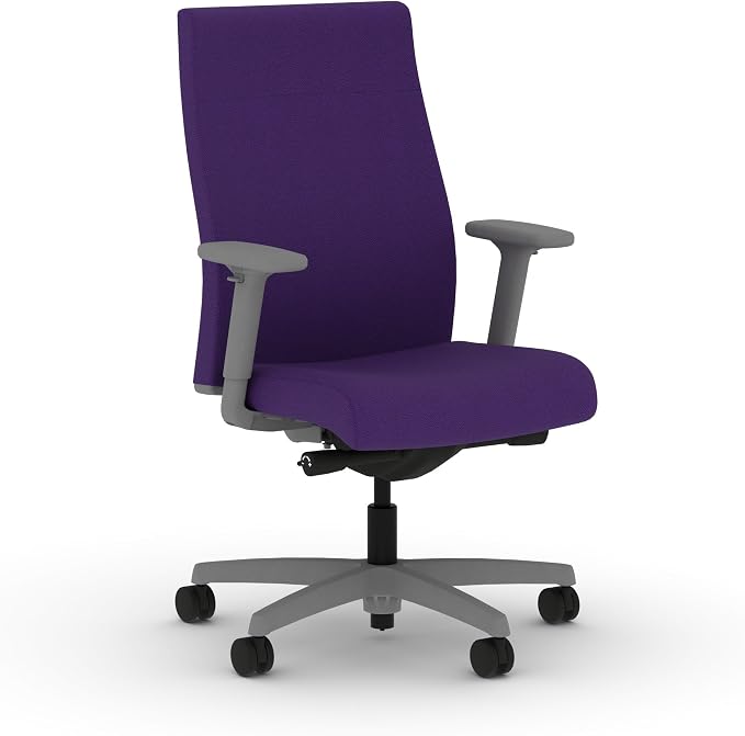 HON Ignition 2.0 Ergonomic Office Chair, Lumbar Support, Desk Chair, Iris | Upholstered ergonomic office desk chair with lumbar support, adjustable arms, office decor, advanced tilt for comfort by HON