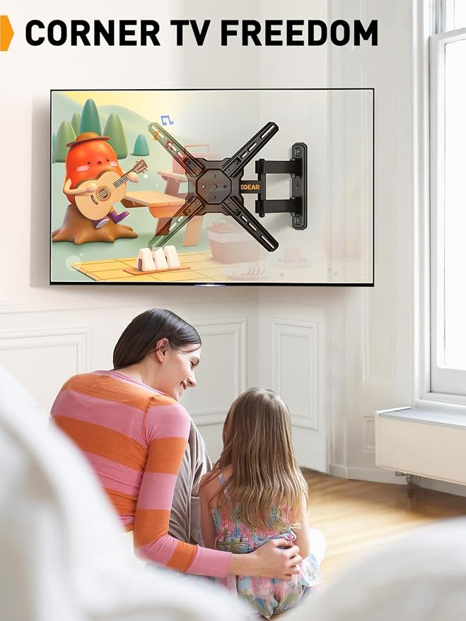 Perlegear Full Motion TV Wall Mount for Most 26–50 Inch TVs, Max VESA 300 x 300mm, TV Monitor Wall Mount Bracket with Rotation, Swivel, Tilt, Extension and Leveling Adjustment, Holds up to 55 lbs - Image 6