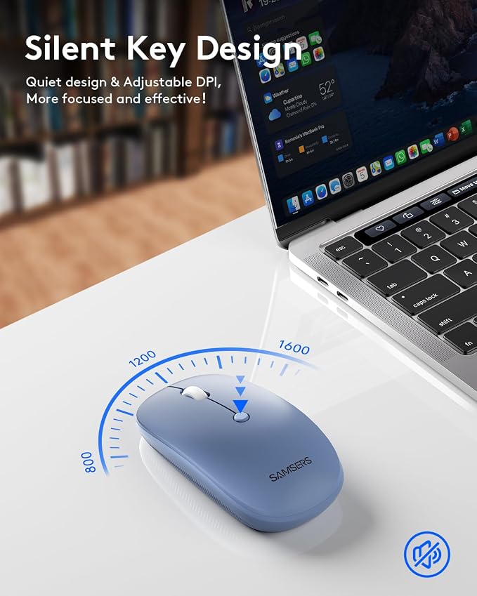 Foldable Keyboard and Mouse, Samsers Folding Bluetooth Keyboard Combo, 2.4G + BT5.0 x 2, Full-Size Portable Travel Keyboard & Rechargeable Wireless Mouse for Windows Android iOS Mac OS, Young Blue - Image 4
