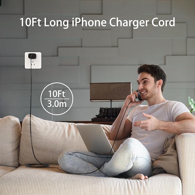 iPhone 17 16 15 Pro Max Charger Fast Charging, 10 FT iPhone 17 Charging Cable Long USB C 10FT Cord with 20W PD Fast iPhone 17 Pro Max Chargers Block for iPhone 17/17 Pro Max/17 Air/16/15 Series, iPad - Image 6