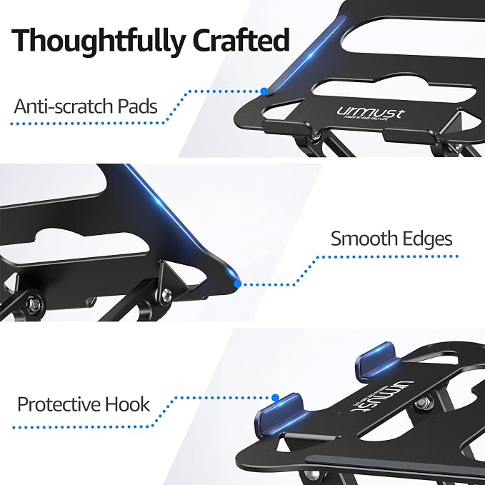 Adjustable Laptop Stand for Desk, 10-15.6“ Laptop Riser, Black | Sturdy Aluminum Foldable stand, Heat-Dissipation Design, Ergonomic Holder Fits MacBook/Dell/HP/Lenovo for Home/Office. - Image 8