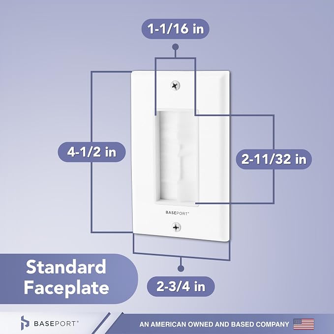 Brush Wall Plate Cable Pass Through Insert for Behind Wall Cable Management - White Single Gang Brush Plate with Low Voltage Mounting Bracket to Hide Wires In Wall, 6 pack - Image 3