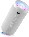 Ortizan Portable Bluetooth Speaker: IPX7 Waterproof, 24W Loud Sound, White | Deep Bass, Bluetooth 5.3, LED Lights, Wireless Stereo Pairing, 30H Playtime, for Home/Outdoor/Party/Beach, Birthday Gift by Ortizan