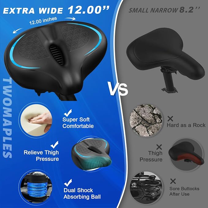 Noseless Bike Seat Cushion for Men & Women - Extra Padding & Comfort Wide Bicycle Seat, Oversized Comfortable Saddle for Peloton Bikes, Exercise Bikes, Electric Bikes, Cruiser Bikes - Image 2