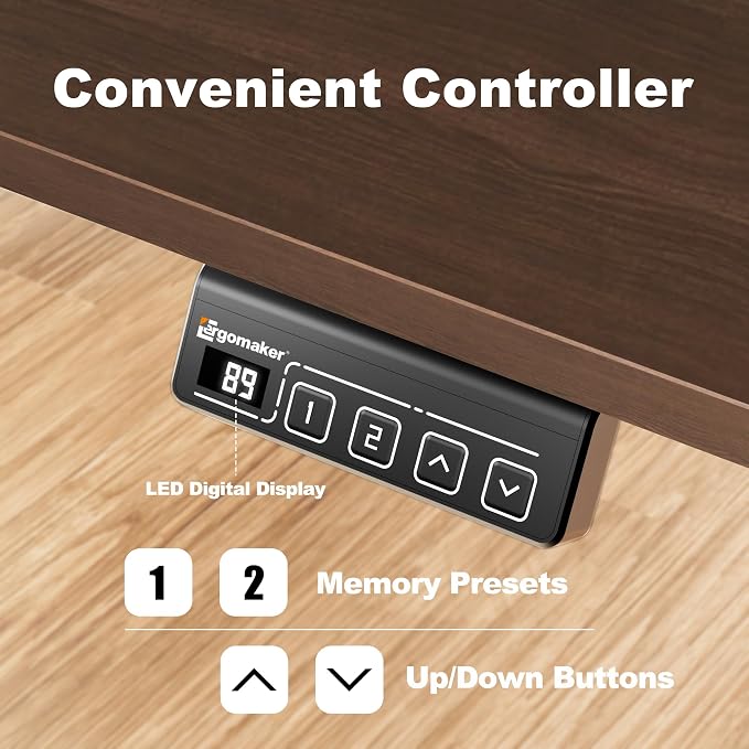 67"x24" Standing Desk, Height Adjustable Sit-Stand Home Office, Walnut | Electric Adjustable Standing Desk, Sit to Stand Computer Office Desk with Splice Board, Memory Preset, Lifts 28.7''-46.5" - Image 5