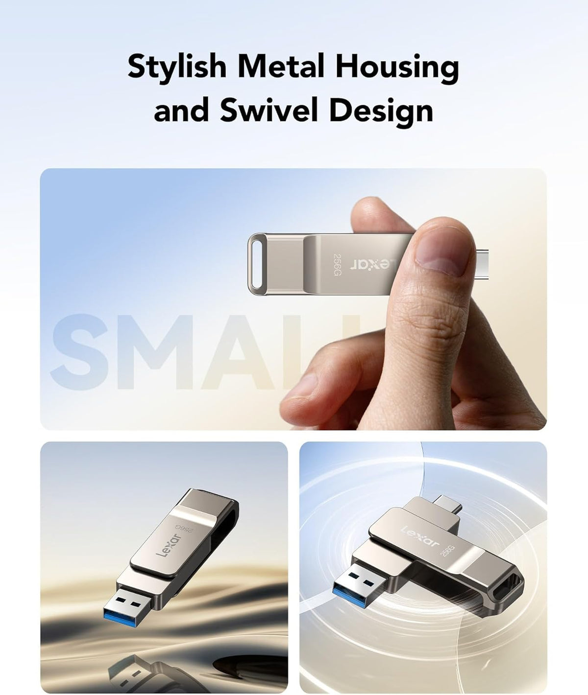 Lexar D40E 256GB Dual USB 3.2 Gen 1 Type-C Jump Drive, Champagne Silver - Image 5