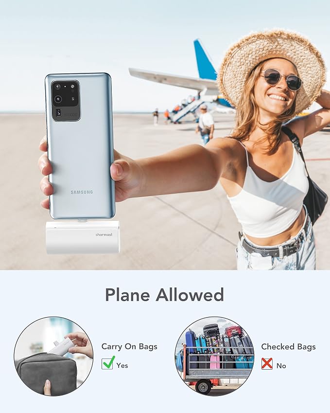 charmast Mini Portable Charger USB-C Connector, 5000mAh Small Power Bank | Lipstick-Size Battery Pack for iPhone 17/16/15 Samsung Android, Lightweight, Purse Ready, Direct Plug-in, 20W Fast Charging - Image 6