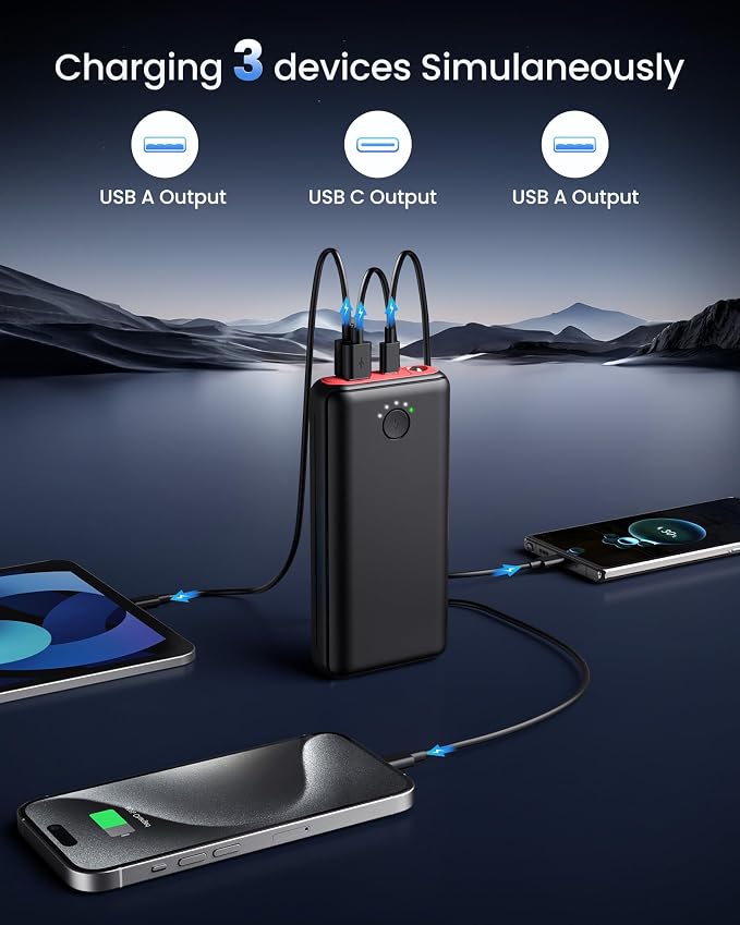 Portable Charger Power Bank 40000mah Fast Charging | USB C 22.5W External Battery Pack Phone Charger Quick Charge with 3 Outputs & 2 Inputs for iPhone 17/16/15 Samsung Camping - Image 4