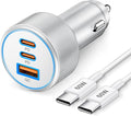 67W 3-Port Super Fast Type C Car Charger USB C for Samsung S26 S25 S24 S23 | iPhone 17/16/15 Pro Max, Android, Cigarette Lighter USB Charger Car Phone Adapter Accessories for Men Women + 3FT USB-C Cable by KENHAO