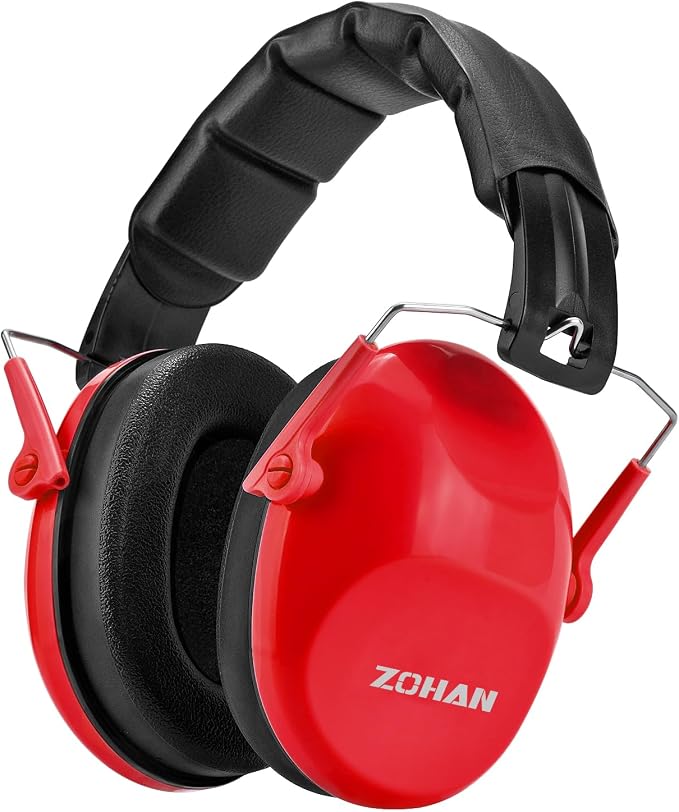 ZOHAN 032 Kids Noise Cancelling Headphones - 25dB NRR Kids Ear Protection, Hearing Protection Safety Ear Muffs for School Monster Truck Fireworks Traveling Studying Concerts Autism - Red by ZOHAN