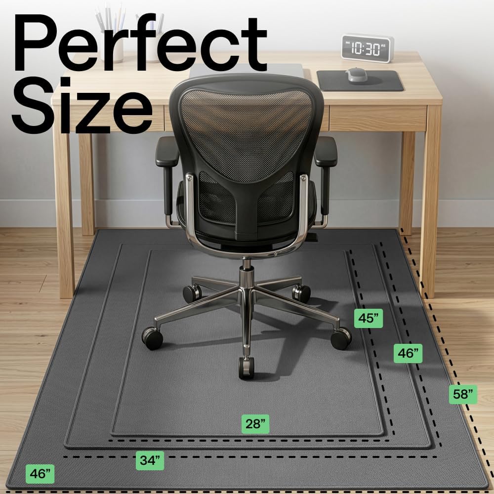 GORILLA GRIP Office Chair Mat for Hard Floors, Under Desk Rug, 46x34 Gray - Image 9