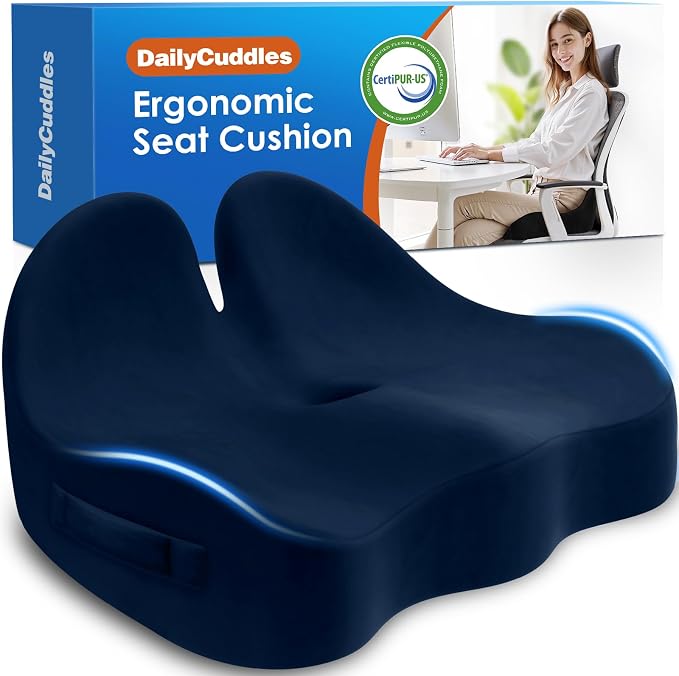 Seat Cushion, Chair Cushions, Memory Foam Office Chair Cushion | Hip & Sciatica & Tailbone Pain Relief, Long Sitting Comfort for Office Chairs/Desk Seats/Wheelchair (X-Large, Blue) by Unknown