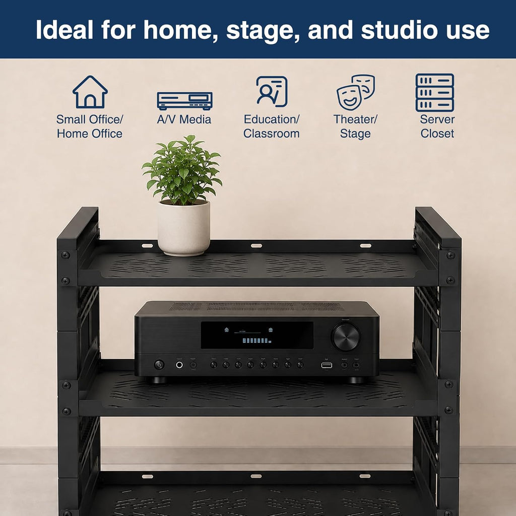 1U Rack Shelf,2 Pack Rack Mount Shelf with Removable Mounting Ears,19 Inch Server Rack Shelf for Network,Router&Audio Equipment,M5/M6 Hardware,Screwdriver - Image 6