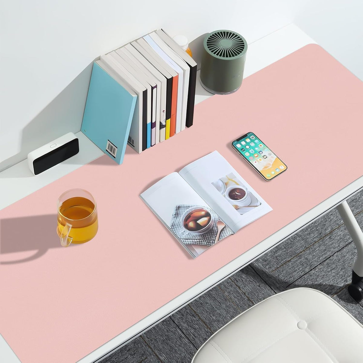 Leather Desk Pad Mat, Large Pink Desk Mat, 47.2" x 16.9" - Image 5