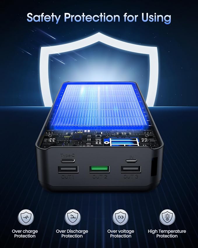 Portable Charger 60000mAh Power Bank 22.5W Fast Charging USB C Battery Pack | 4 Outputs, LED Display, External Portable Cell Phone Charger for iPhone 17/16/15/14 Pro, Android, Samsung Galaxy, Etc - Image 5