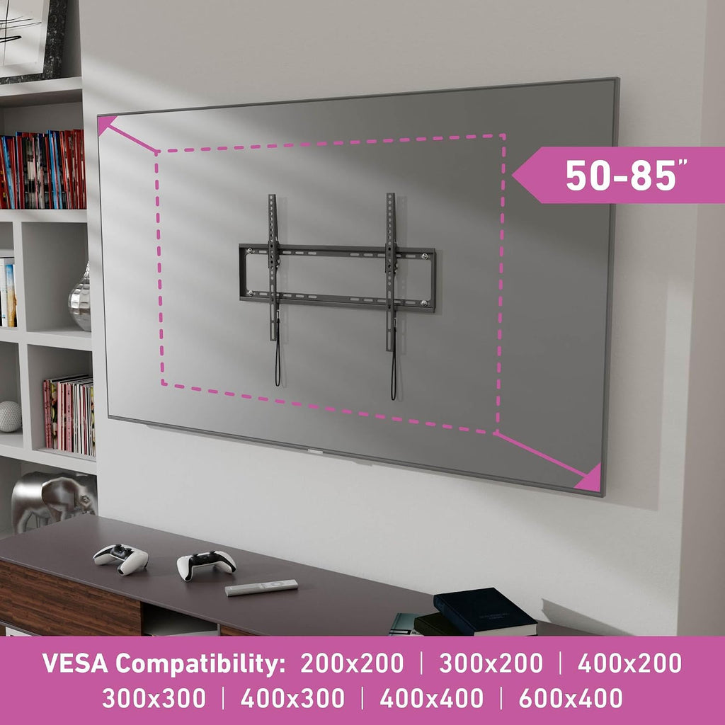 D-Line TV Wall Bracket for 50-85 Inch TVs, Low Profile Tilting TV Wall Mount - VESA 200x200mm - 600x400mm, Holds up to 110lbs - Image 2