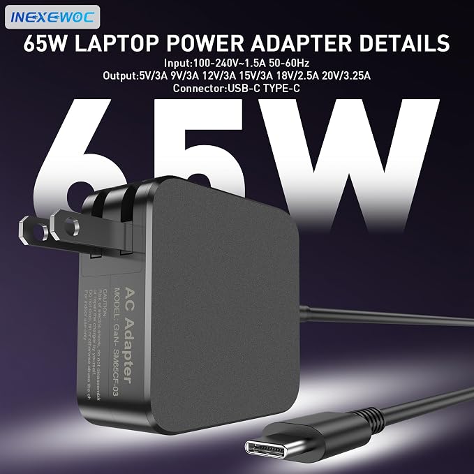 65W 45W USB C Laptop Charger Compatible with Asus Zenbook 14 13 S Flip, Chromebook Flip C434 C433 C302 C214, ExpertBook B9 B5 B2, Vivobook S 14 16, Type C Fast Charging Power Adapter Cord - Image 2