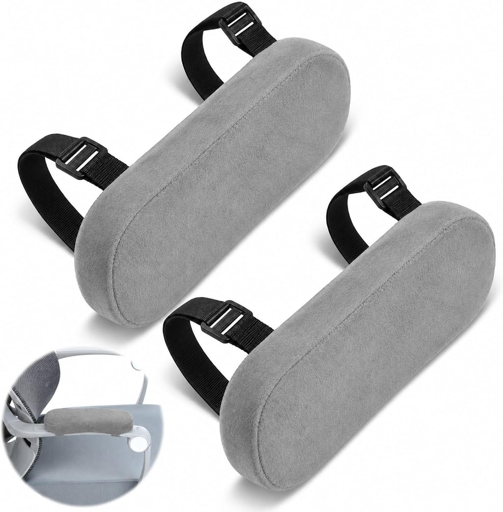 2 Pack Non-Slip Armrest Pads Ergonomic Thick Memory Foam Arm Pads for Office, Gaming Chairs (Grey) by Skrfren