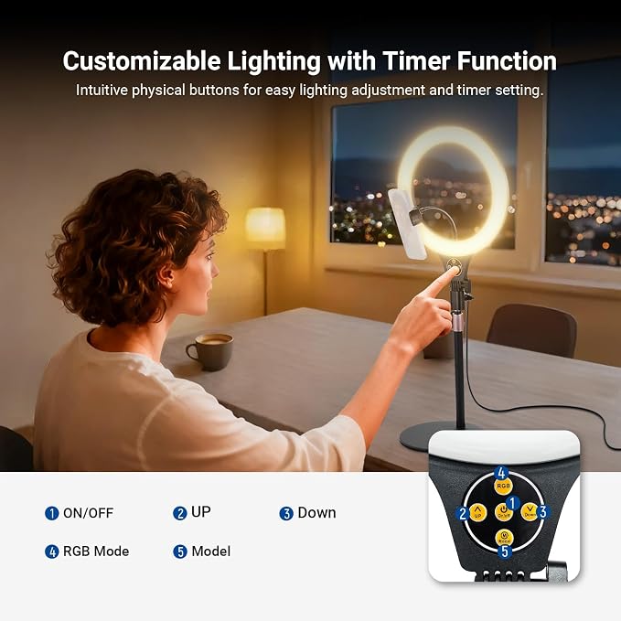 NEEWER ENTRY LEVEL VERSION N37 10.5" RGB Ring Light with Desktop Stand/Phone Holder Compatible with iPhone/Remote, 10W CRI85+ LED Lighting for TikTok YouTube Streaming Recording Laptop Zoom Video Call - Image 6