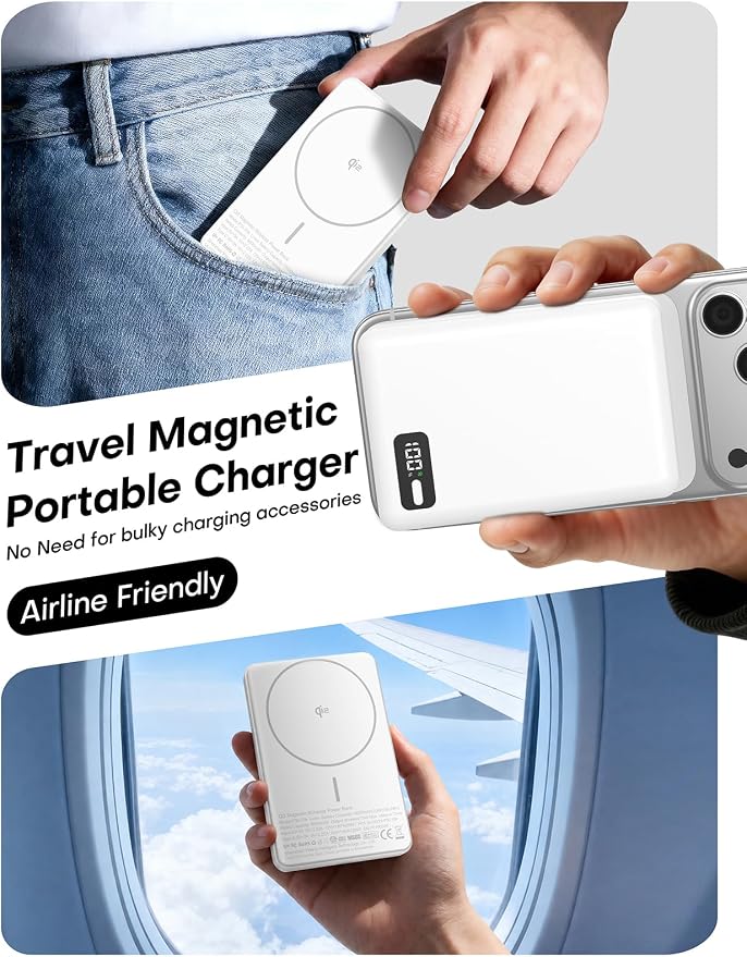 for Magsafe Power Bank Portable Charger 10000mAh Qi2 for iPhone 12-17 | Magnetic USB C Battery Pack, PD 20W Ultra Fast Charging - Image 7