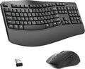 Wireless Keyboard and Mouse Combo,2.4G Full Size Ergonomic Wave Keys(Gray) | Cordless Keyboard with Wrist Rest,3-Level DPI Ergonomic Mouse for Office and Home,Windows/Mac OS/Desktop/Laptop/PC by RECCAZR