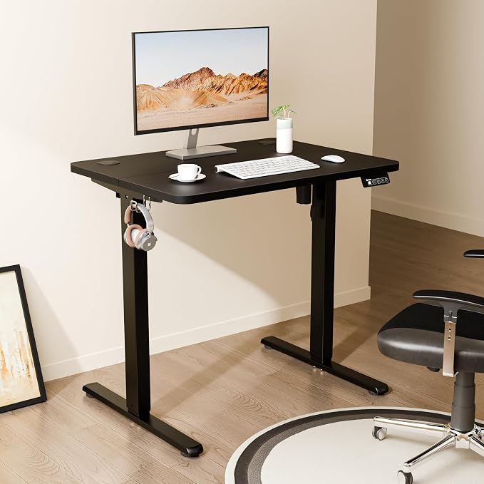Small Standing Desk, 32"x24" Height Adjustable Sit-Stand Office, Black | Electric Adjustable Standing Desk, Sit to Stand Computer Office Desk with Splice Board, Memory Preset, Lifts 28.7''-46.5" - Image 2