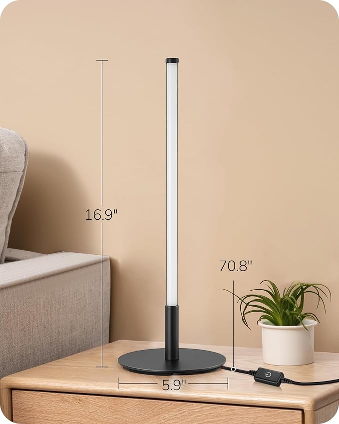 EDISHINE LED Table Lamps for Living Room, Modern Dimmable Desk Lamp, Black | 3 Color Temperature, Memory Function, Metal Finish, Skinny Modern Minimalist Style for Bedroom, Corner - Image 7