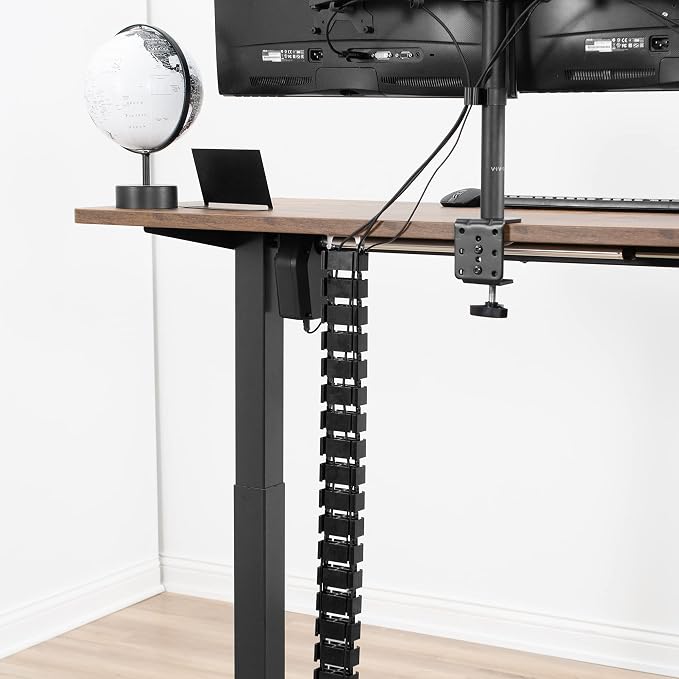 VIVO Under Desk Vertebrae Cable Management Kit, Adjustable Quad Entry Flexible Cord Organizer for Home Office, Black, DESK-AC01C | Adjustable Quad Entry Flexible Cord Organizer for Home Office - Image 5