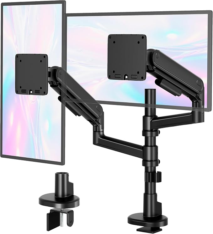monTEK Dual Monitor Arm, Vertical Stackable 17–40" Full Motion，Black | Vertical Stackable Mechanical Spring For 17–40"Ultrawide Monitor, Hold Up To 26.4 Lbs Each, Compatible With 75/100 VESA Mount by monTEK