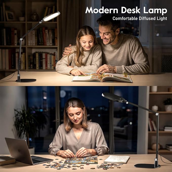 LED Desk Lamp for Home Office, Soft Edge-lit Design - Modern Style | Eye-Caring Diffused Light, Professional Computer Light for Reading, Crafts & Zoom, Dimmable with 30 Modes, Memory & Timer - Image 7