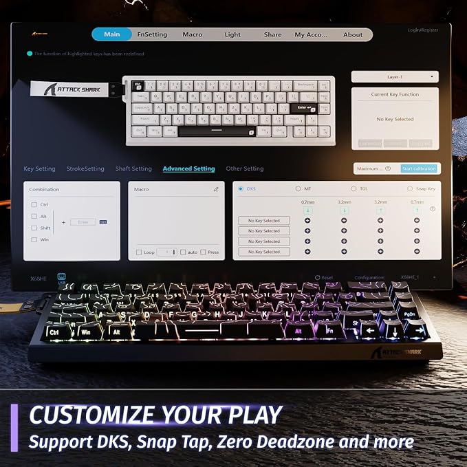 ATTACK SHARK X68HE 60% Wired RT 8K Keyboard+Wireless R1 Mouse-Black Contour | Adjustable Actuation,Hall Effect Mechanical Magnetic Switch,Coiled Cable,USB C/2.4Ghz/BT Ultralight 18K DPI Mice for PC Gamer - Image 6