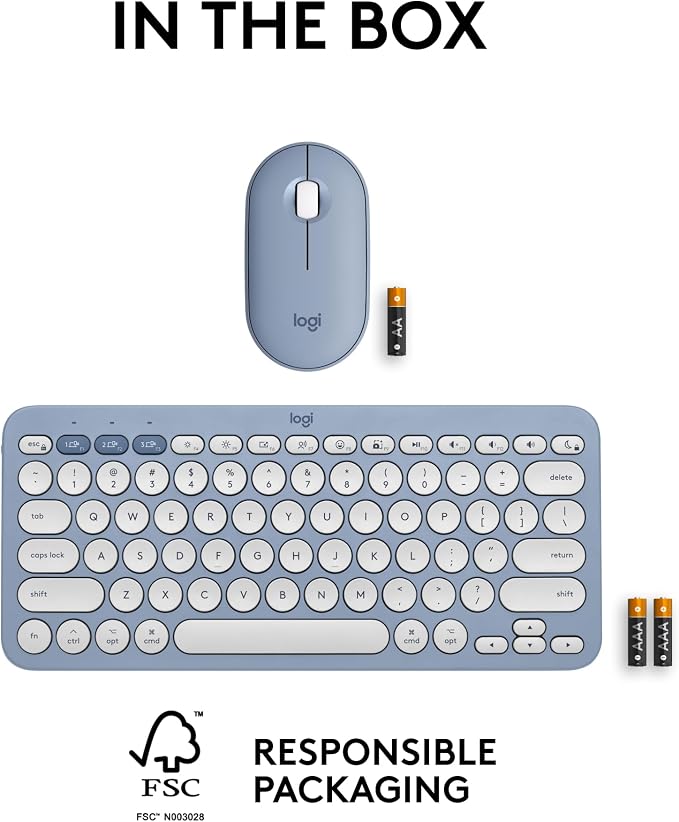 Logitech Pebble 2 Combo Mac Wireless Keyboard and Mouse - Tonal Blue | Slim, quiet, portable, customizable, Bluetooth, Easy-Switch, for Mac, macOS, iPadOS - Image 10