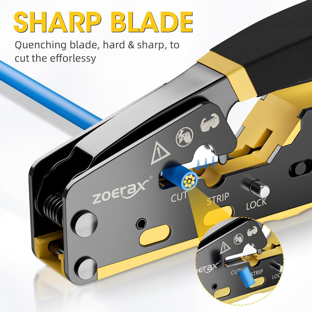RJ45 Crimping Tool Ethernet Crimp Tool Crimper, Yellow - Image 3