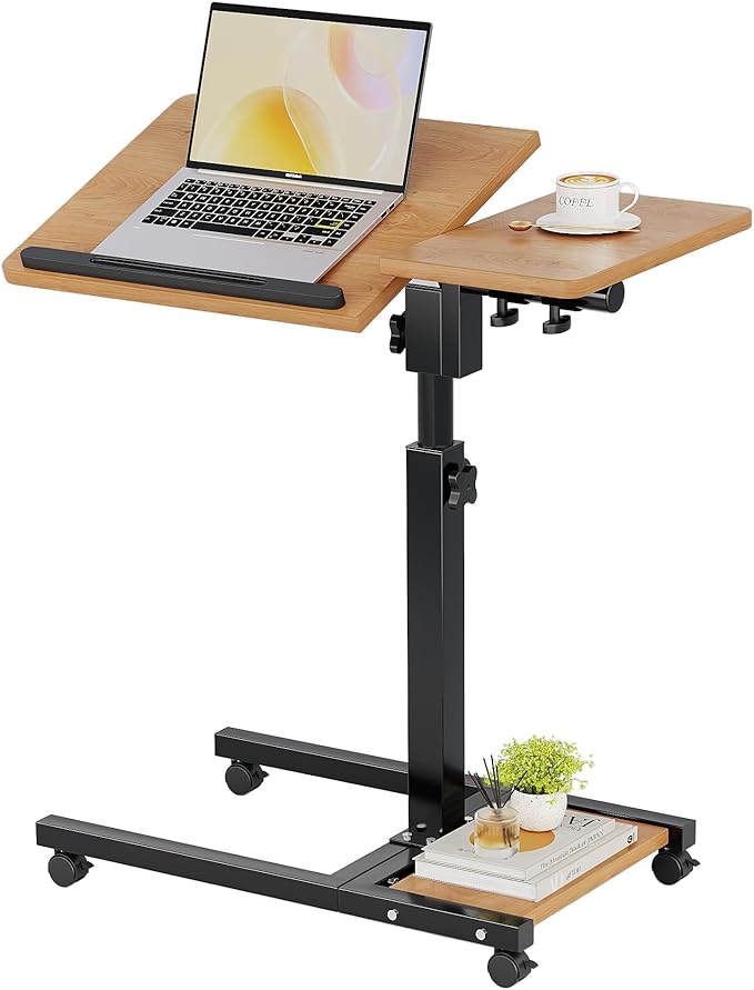 Furist Mobile Adjustable Height Laptop Stand PC Computer Portable Notebook Swivel Laptop Desk Rolling Table Desk Cart Tiltable with Wheels Casters& Mouse Pad Table by FuristTec