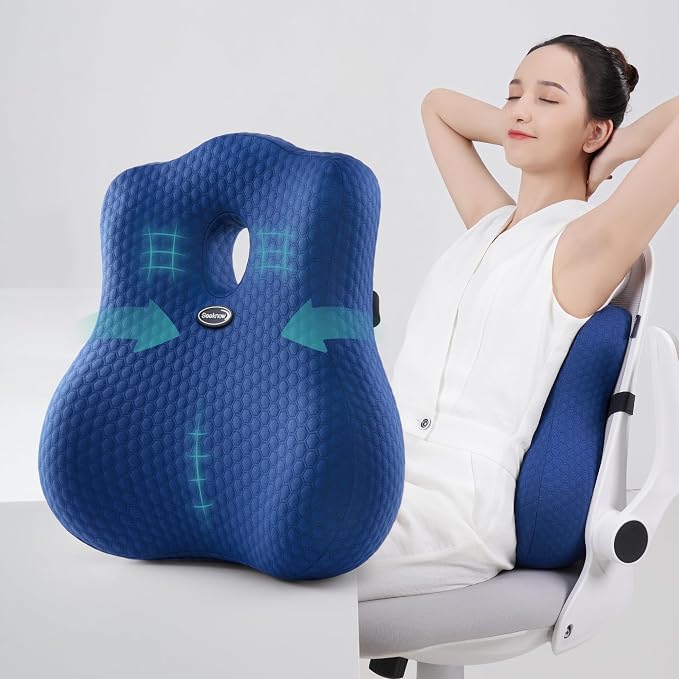 seeknow Lumbar Support Pillow for Chair Back Support Pillow for Couch Lumbar Pillow for Car Office Chair Back Cushion for Lower Back Pain Memory Foam Back Rest for Desk Chair, Recliner, Car Seats by Seeknow-US