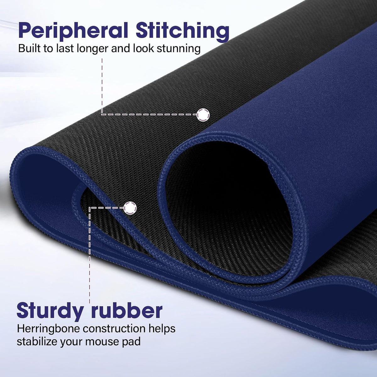 31.5" x 15.7" Waterproof Fabric Gaming Desk Mat, Rubber Anti-Slip,Navy Blue - Image 3