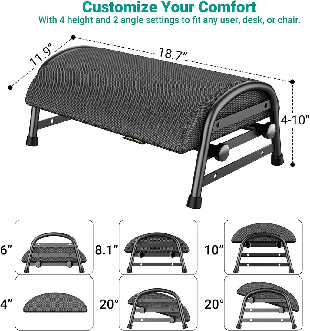 YEASHEIN Adjustable Foot Rest for Under Desk at Work, 6 Positions - Gray - Image 2