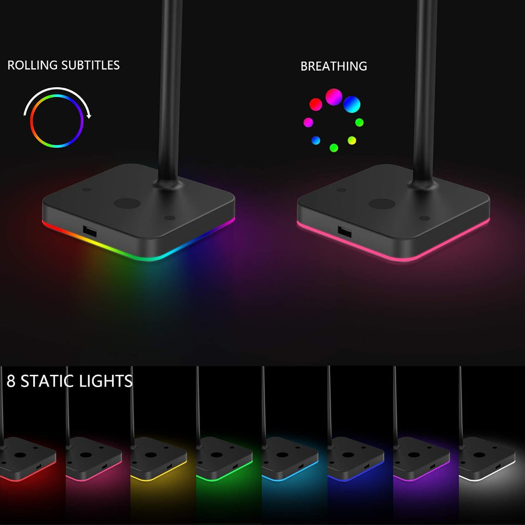 KAFRI RGB Headphone Stand with Wireless Charger Desk Gaming Headset Holder Hanger Rack with 10W/7.5W QI Charging Pad and QC 3.0 USB Port - Suitable for Gamer Desktop Table Game Earphone Accessories - Image 2