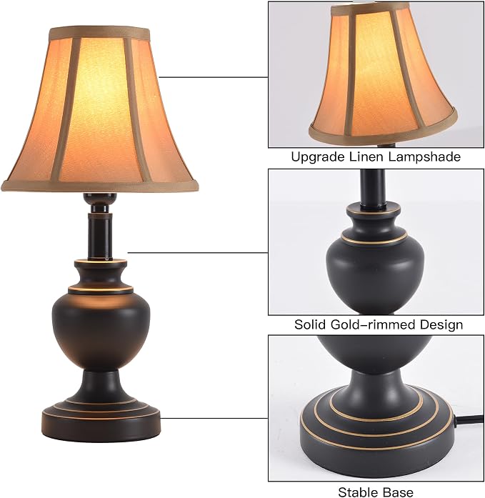 Traditional Table Lamp, Desk Lamp for Living Room with Fabric Shade - Image 3