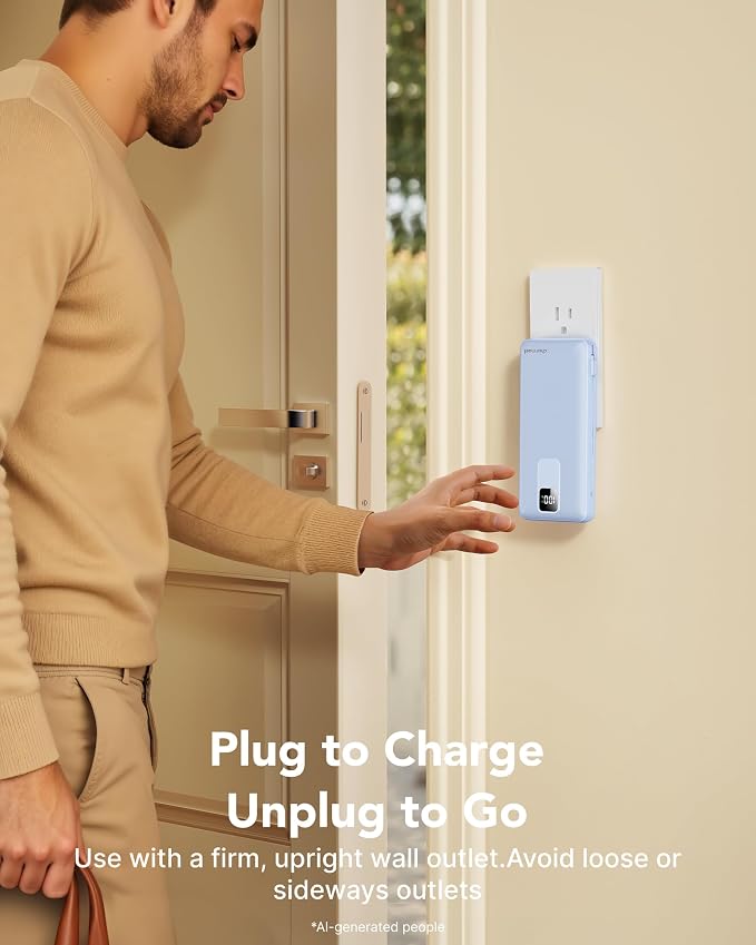 charmast 20000mAh Portable Charger with Built-in Cables and AC Wall Plug | 20W Fast Charging Power Bank, Power 3 Devices at Once, Family Travel Essential Battery Pack for iPhone, Samsung, Android - Image 2
